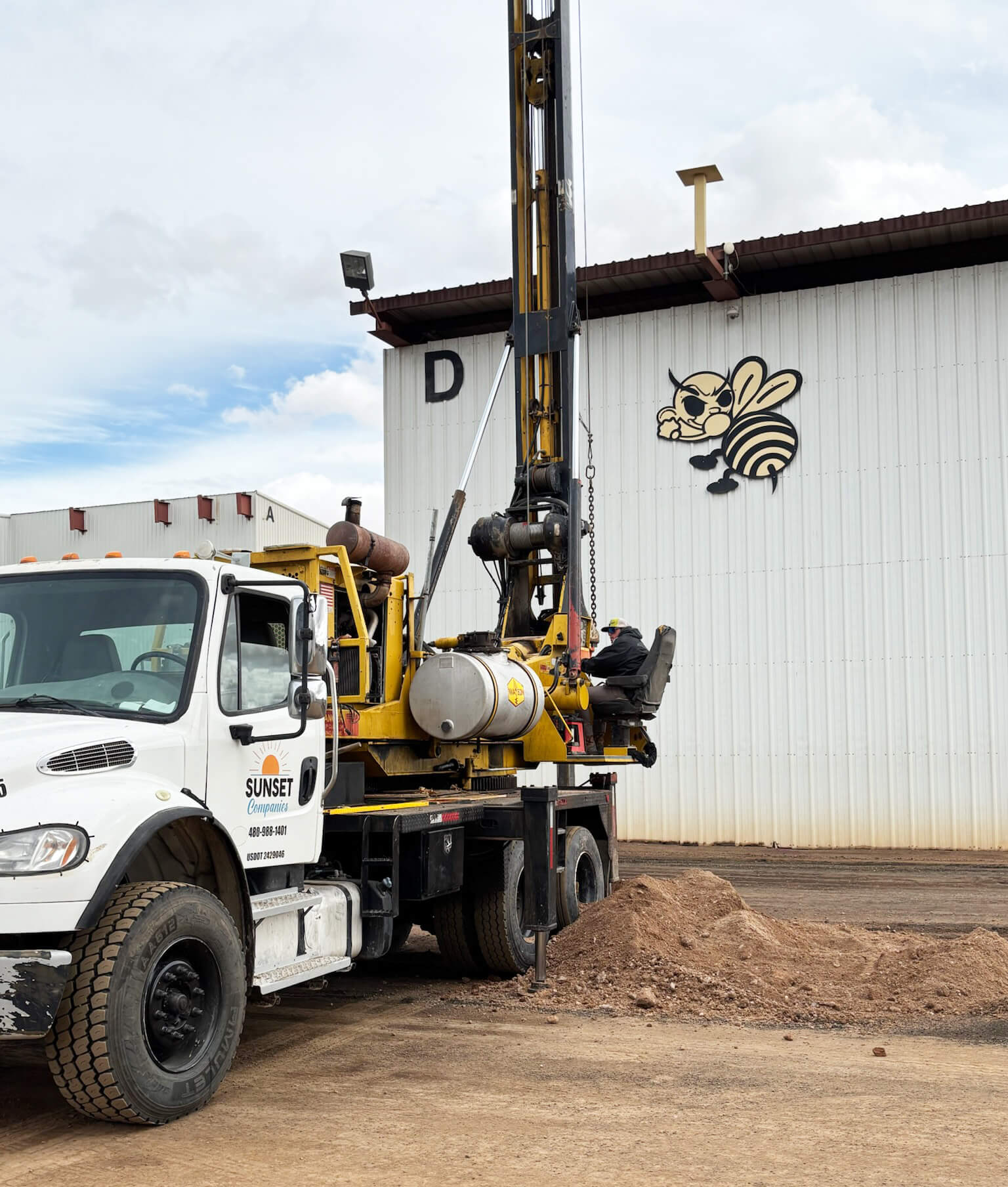 Drill holes for foundation by Sunset Drilling, serving Mesa, Gilbert, Queen Creek, San Tan Valley, Chandler and the Phoenix east valley area.