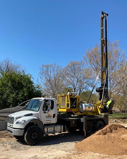 Drill holes for foundation by Sunset Drilling, serving Mesa, Gilbert, Queen Creek, San Tan Valley, Chandler and the Phoenix east valley area.