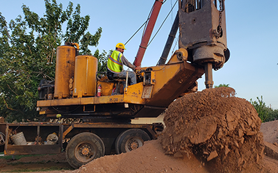 Drill holes for foundation by Sunset Drilling, serving Mesa, Gilbert, Queen Creek, San Tan Valley, Chandler and the Phoenix east valley area.